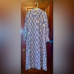 Bohemian Traders Blue and White Nautical Rope Patterned Shirtdress Opera Dress